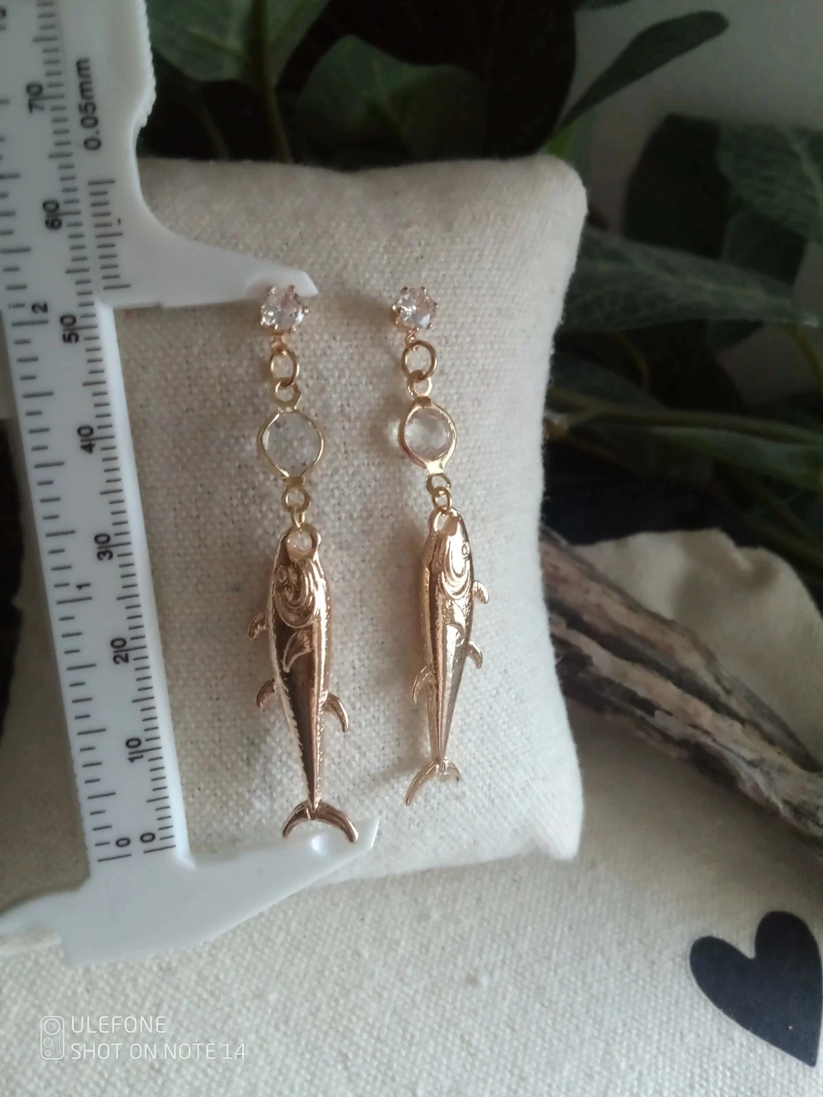 Boucles d'oreilles bohèmes poissons et pierres de cristal de quartz – photo 2